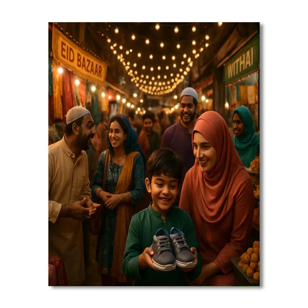 Eid Bazaar Evening Lights Paint by numbers art