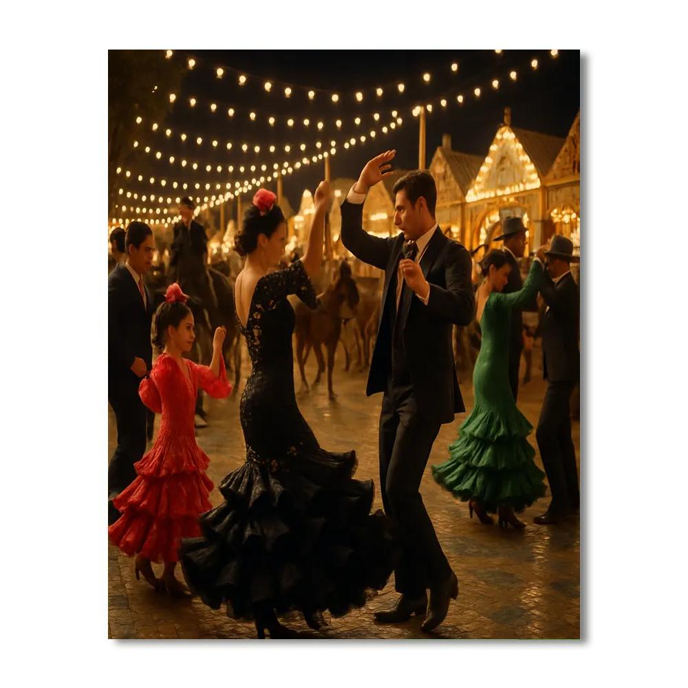 Feria De Sevilla Night Fair painting number kit