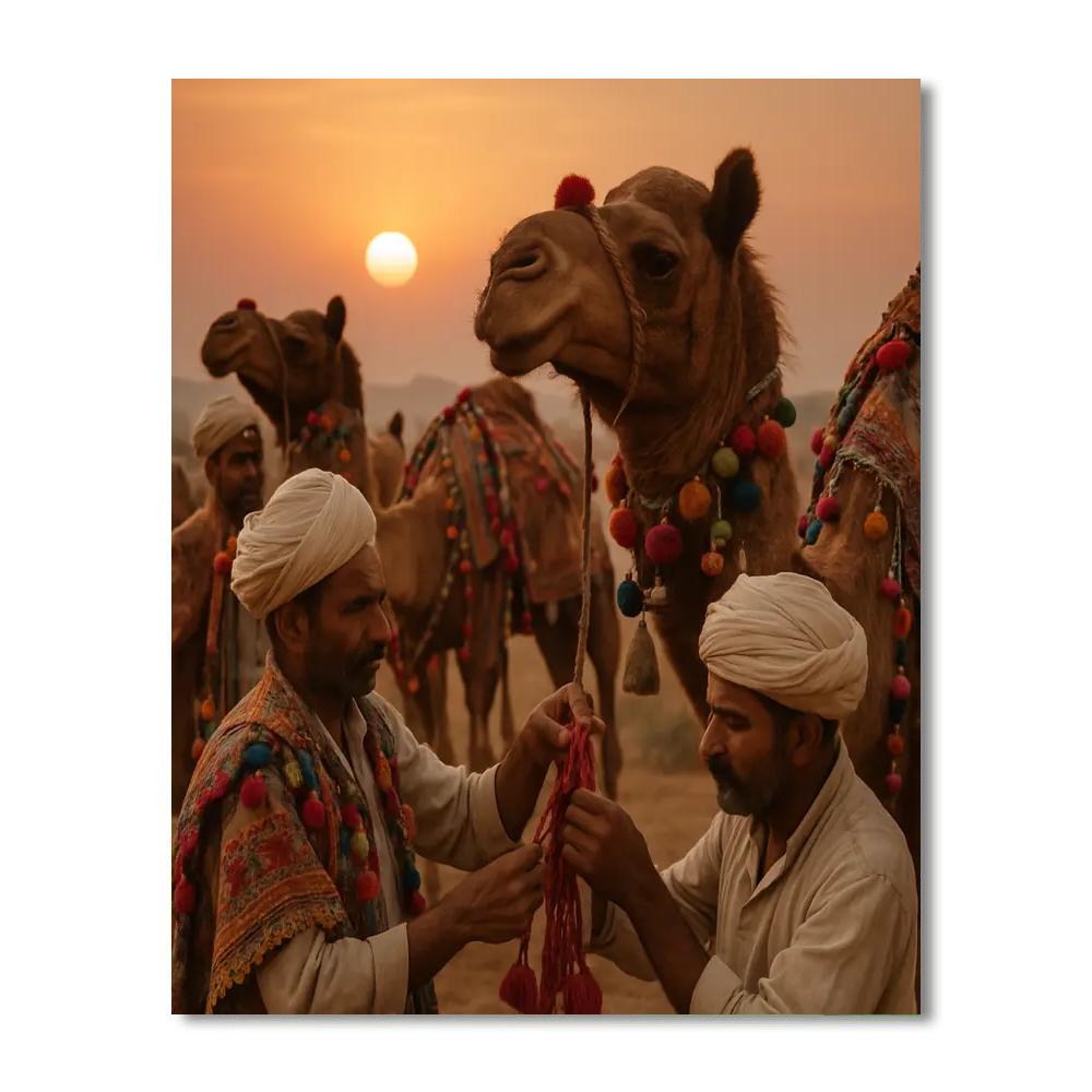 Pushkar Evening Camel Decoration Paint by numbers art