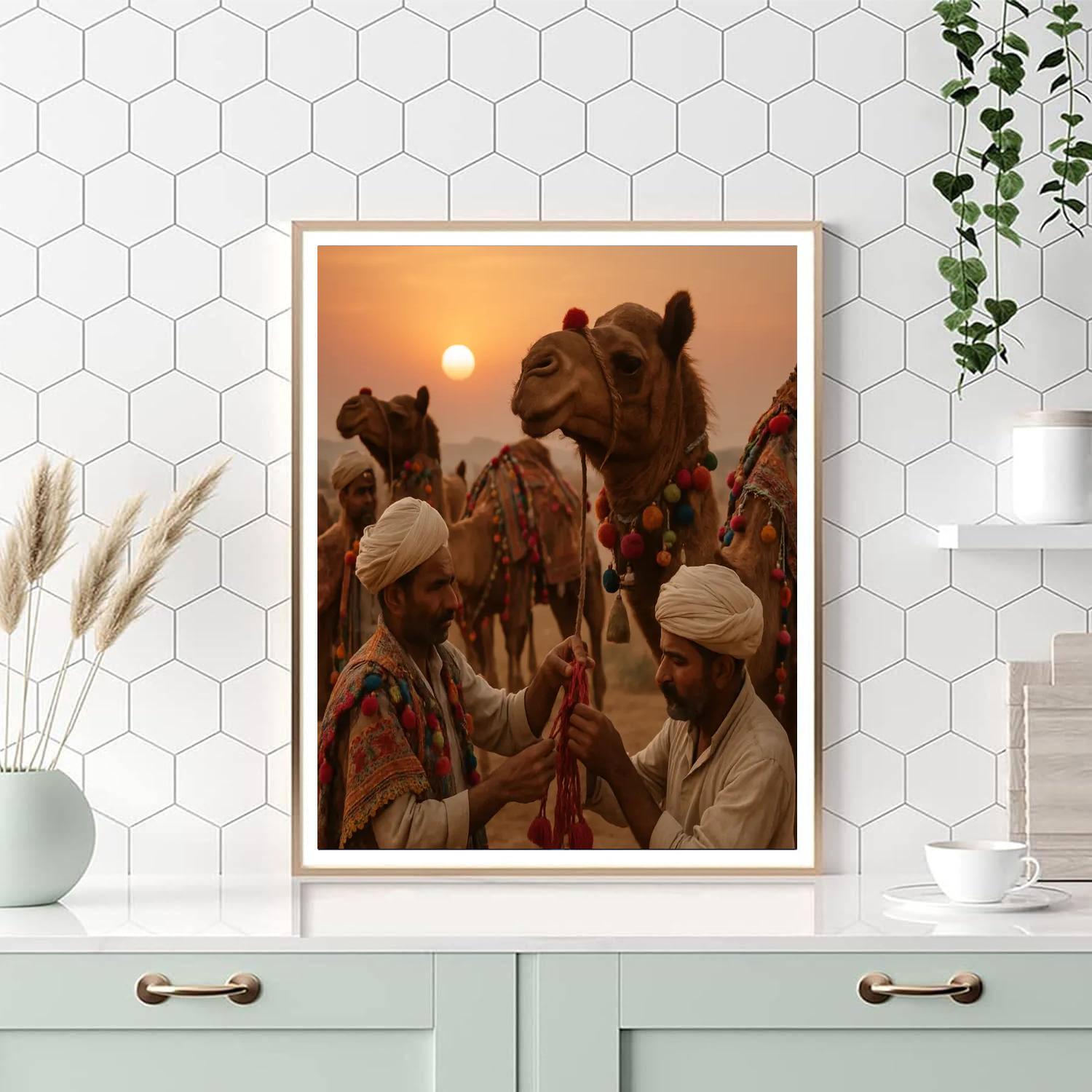 Pushkar Evening Camel Decoration Paint by numbers art
