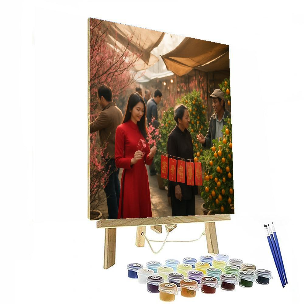Tet Nguyen Dan Street Market painting number kit