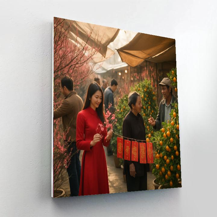 Tet Nguyen Dan Street Market painting number kit