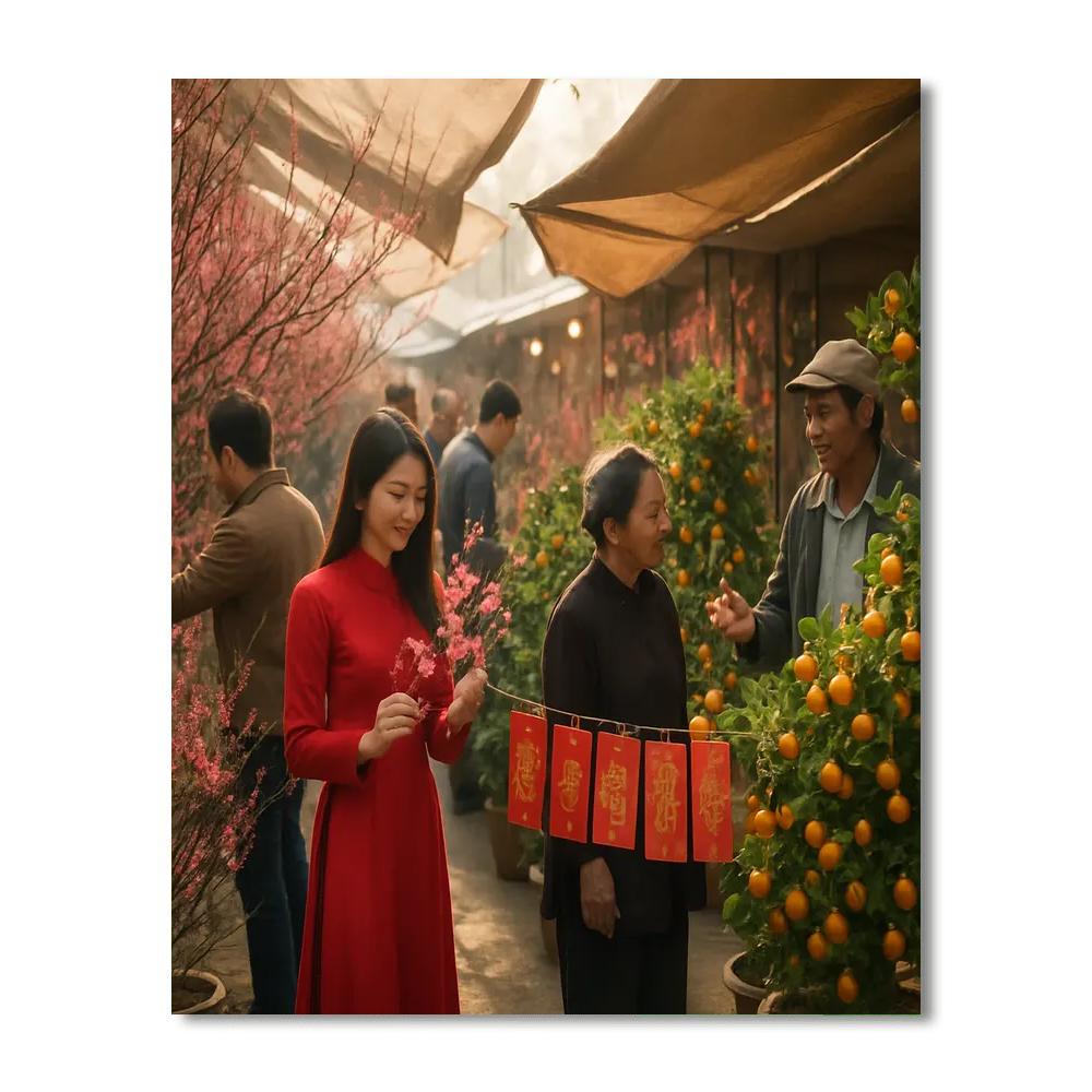 Tet Nguyen Dan Street Market painting number kit