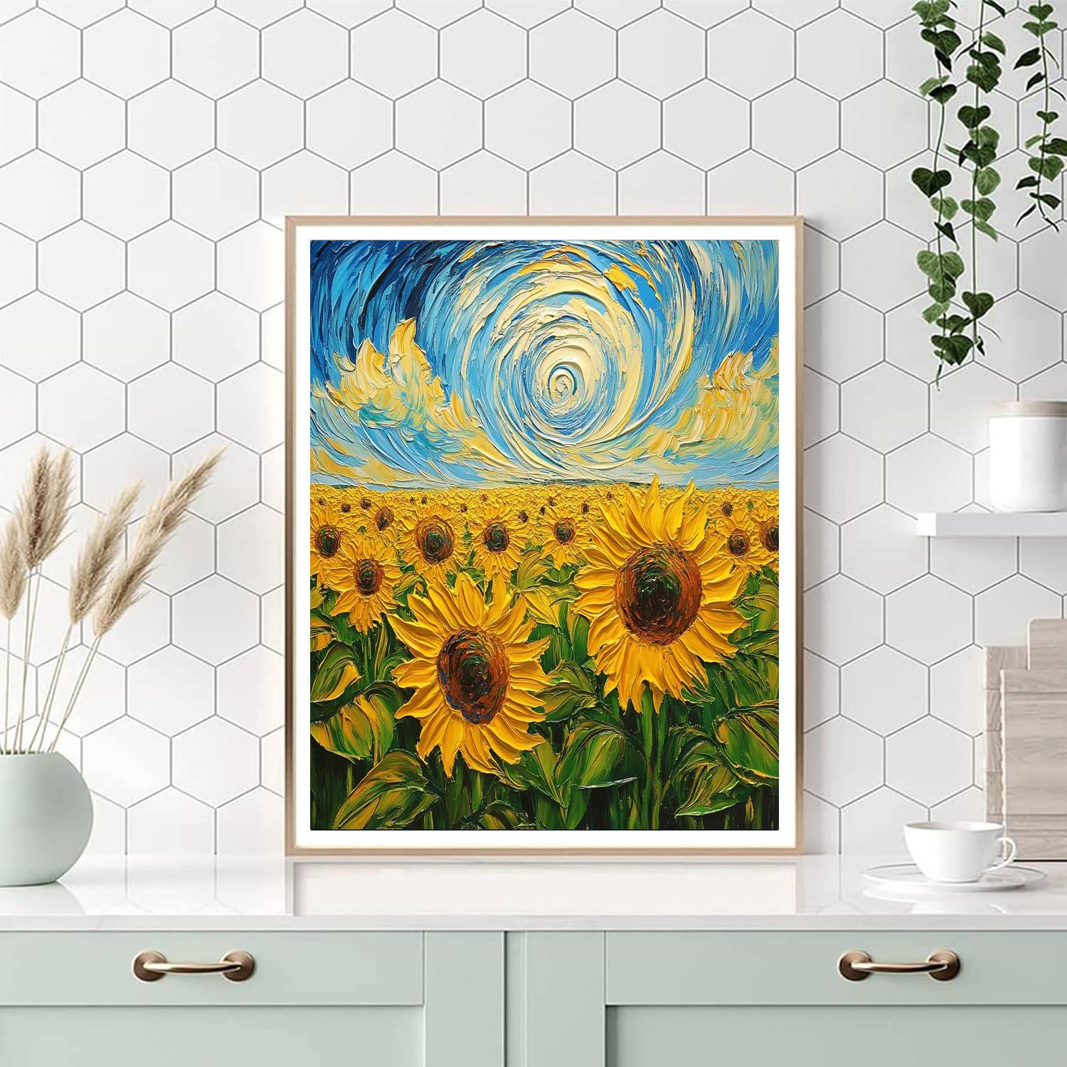 Van Gogh Inspired Sunflower Field painting number kit
