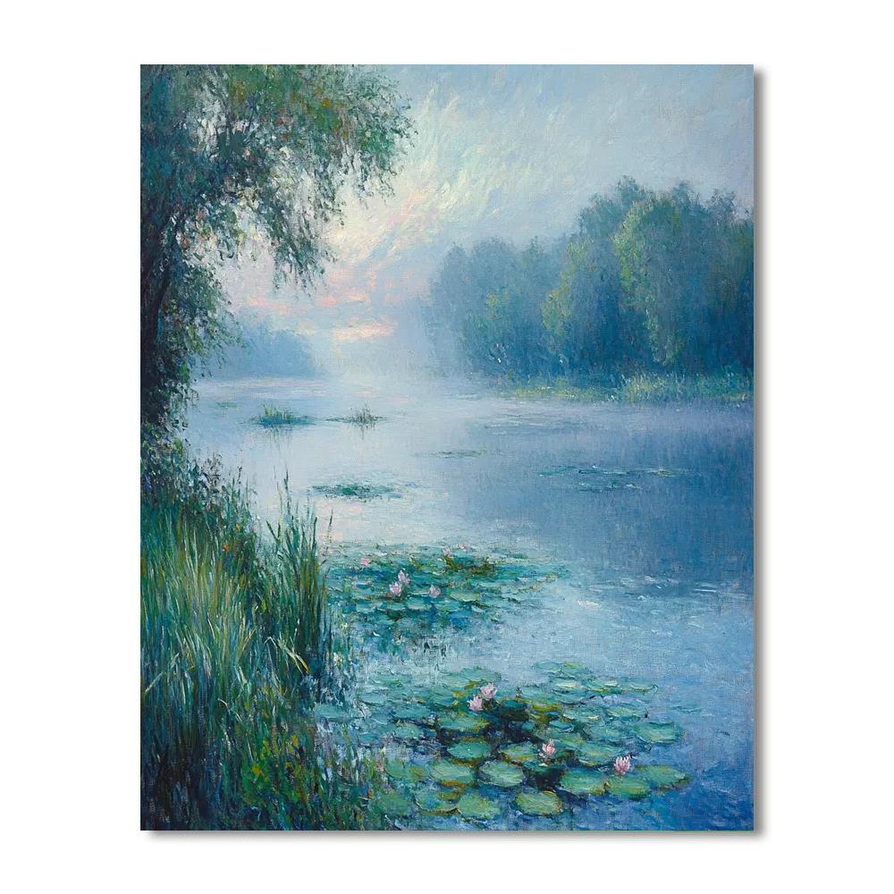 Monet Inspired Misty Morning Lake painting number kit