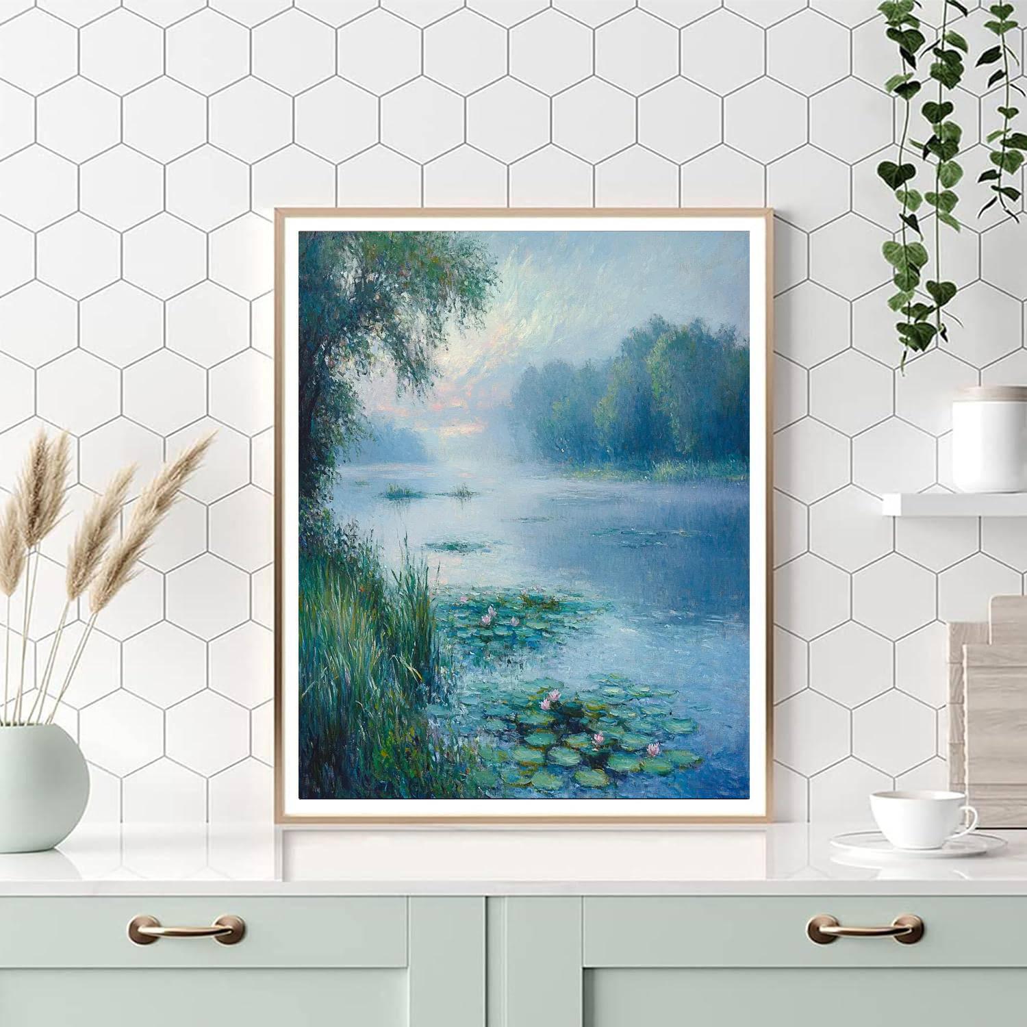 Monet Inspired Misty Morning Lake painting number kit