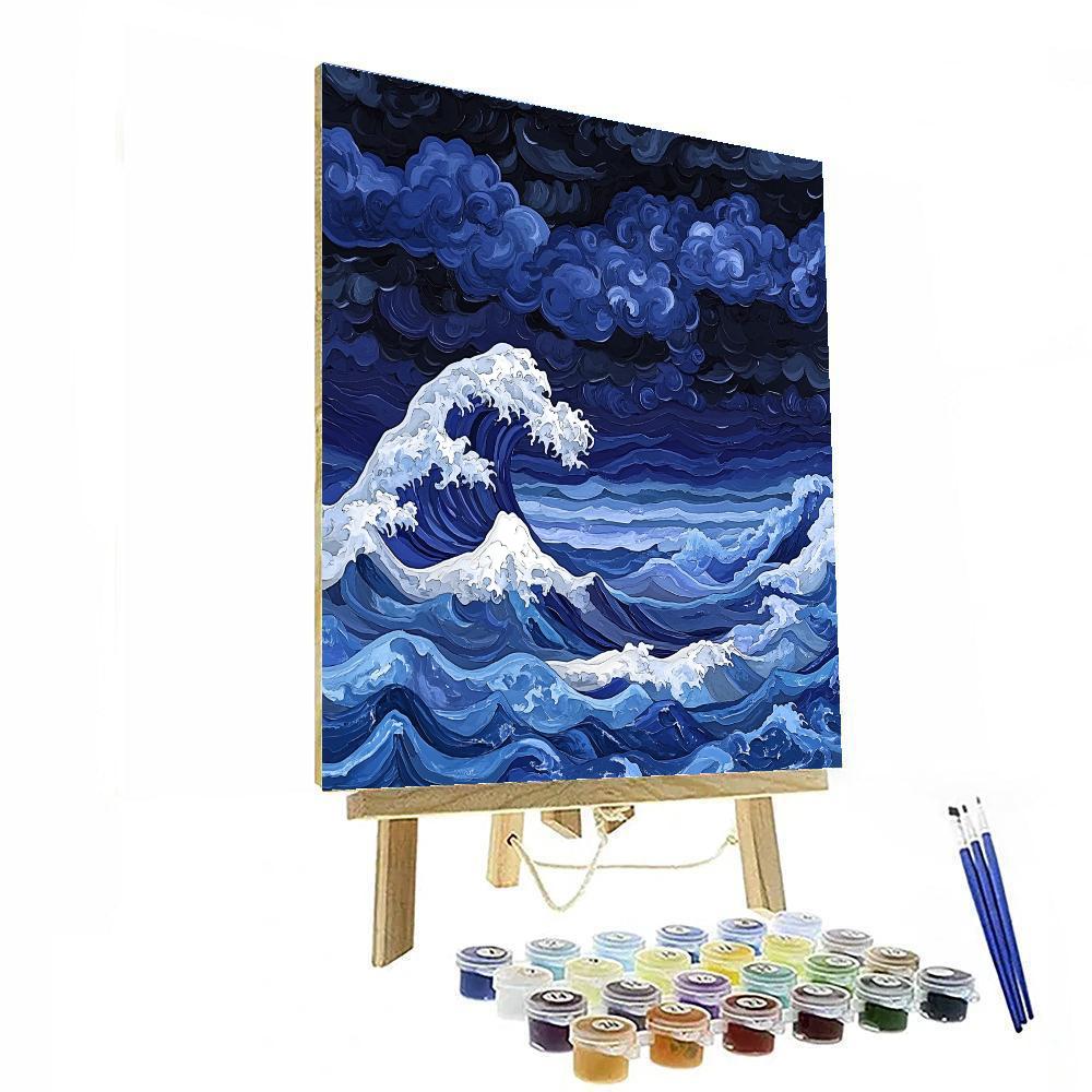 Hokusai Inspired Storm At Sea paint by numbers