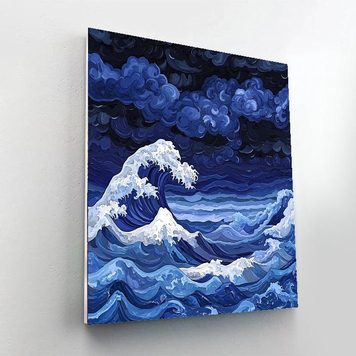 Hokusai Inspired Storm At Sea paint by numbers