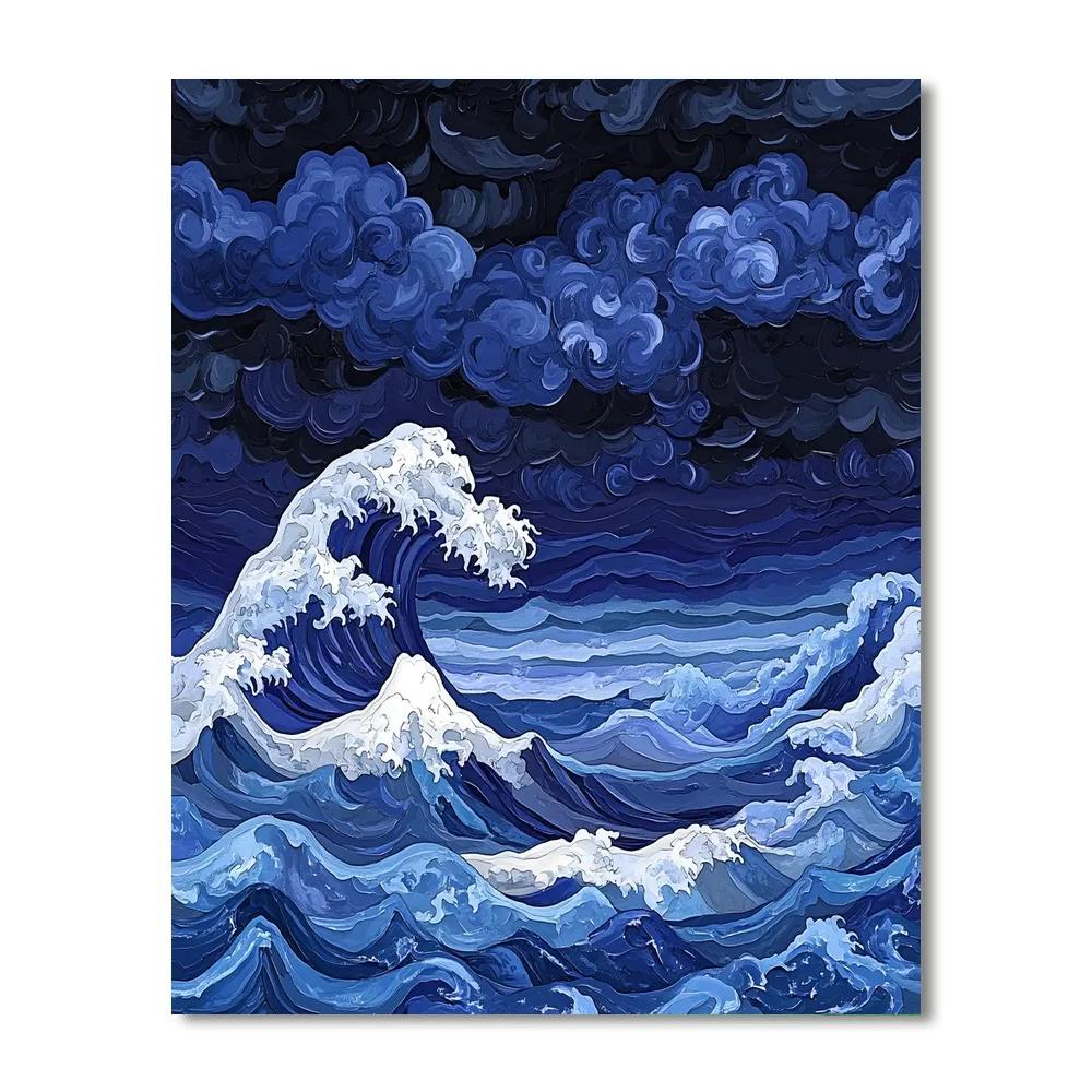 Hokusai Inspired Storm At Sea paint by numbers