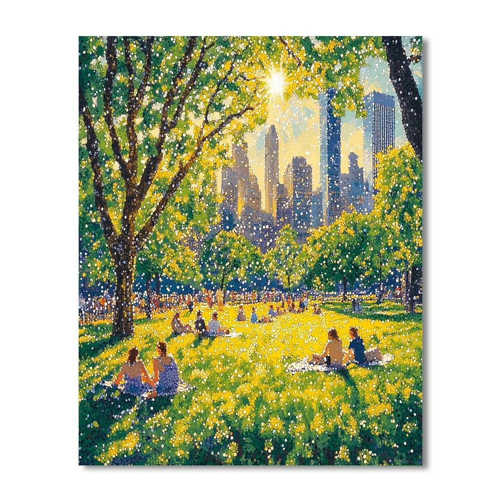Seurat Inspired Park On A Summer Afternoon paint by numbers