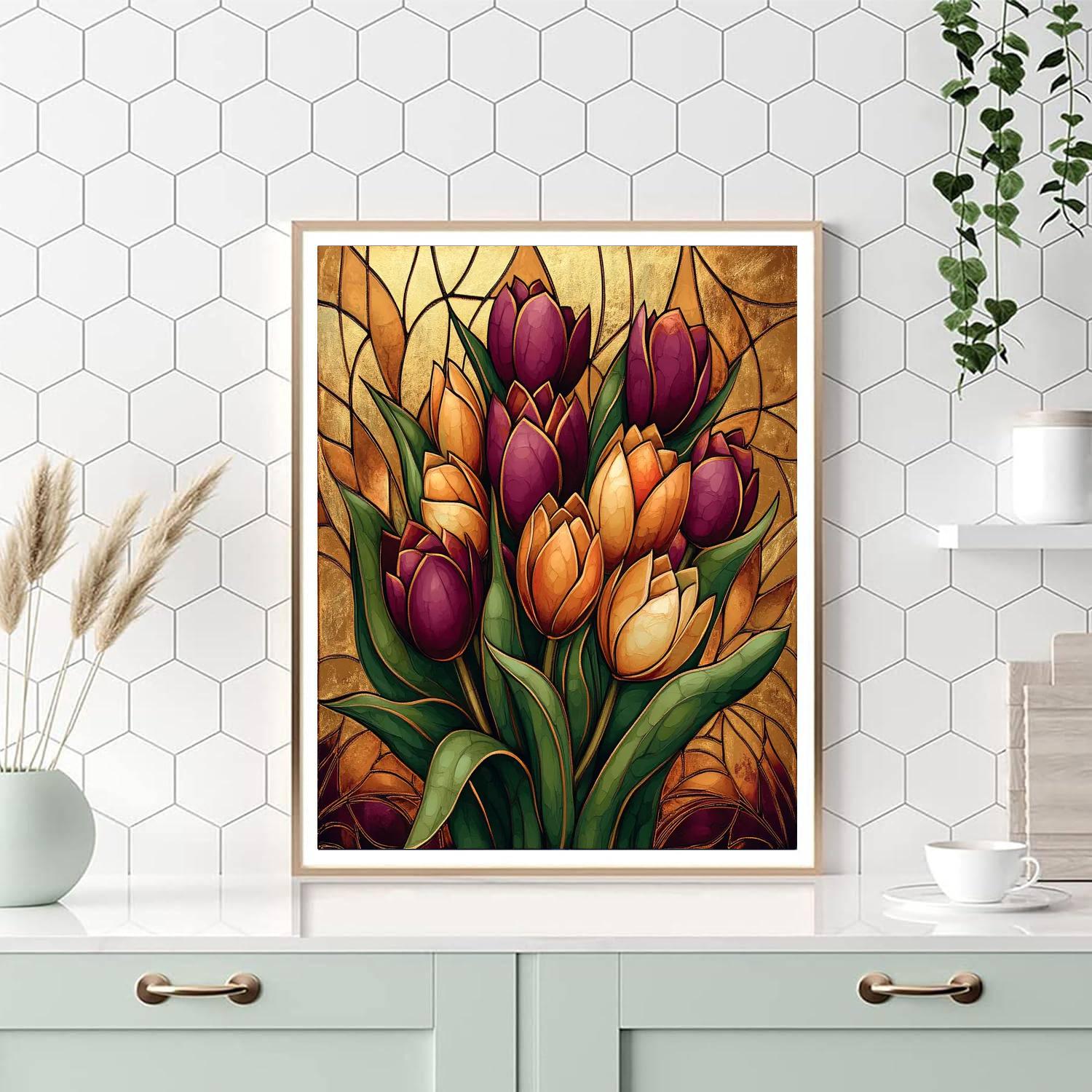Klimt Inspired Ornate Tulips Paint by numbers kits