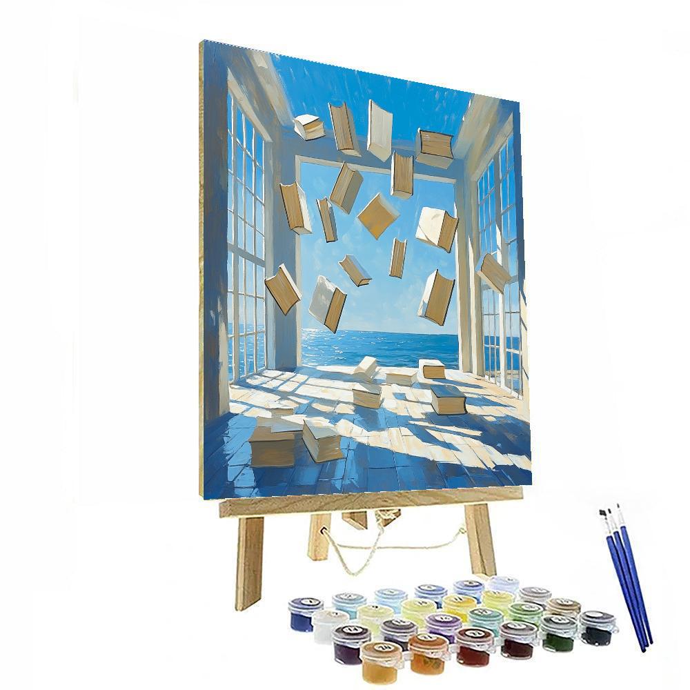Magritte Inspired Floating Library Number painting