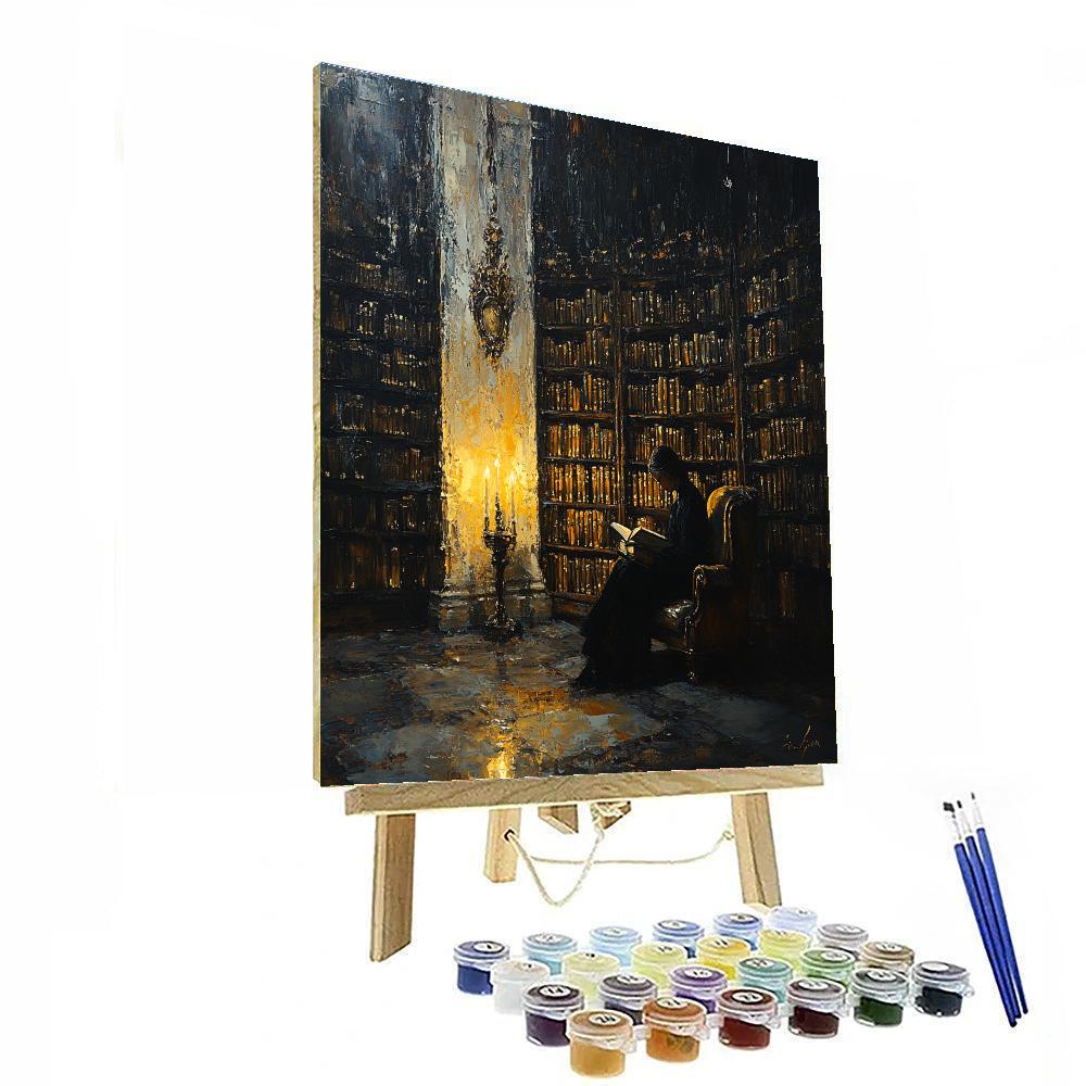 Rembrandt Inspired Candlelit Library Paint by numbers art