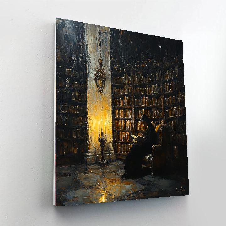 Rembrandt Inspired Candlelit Library Paint by numbers art