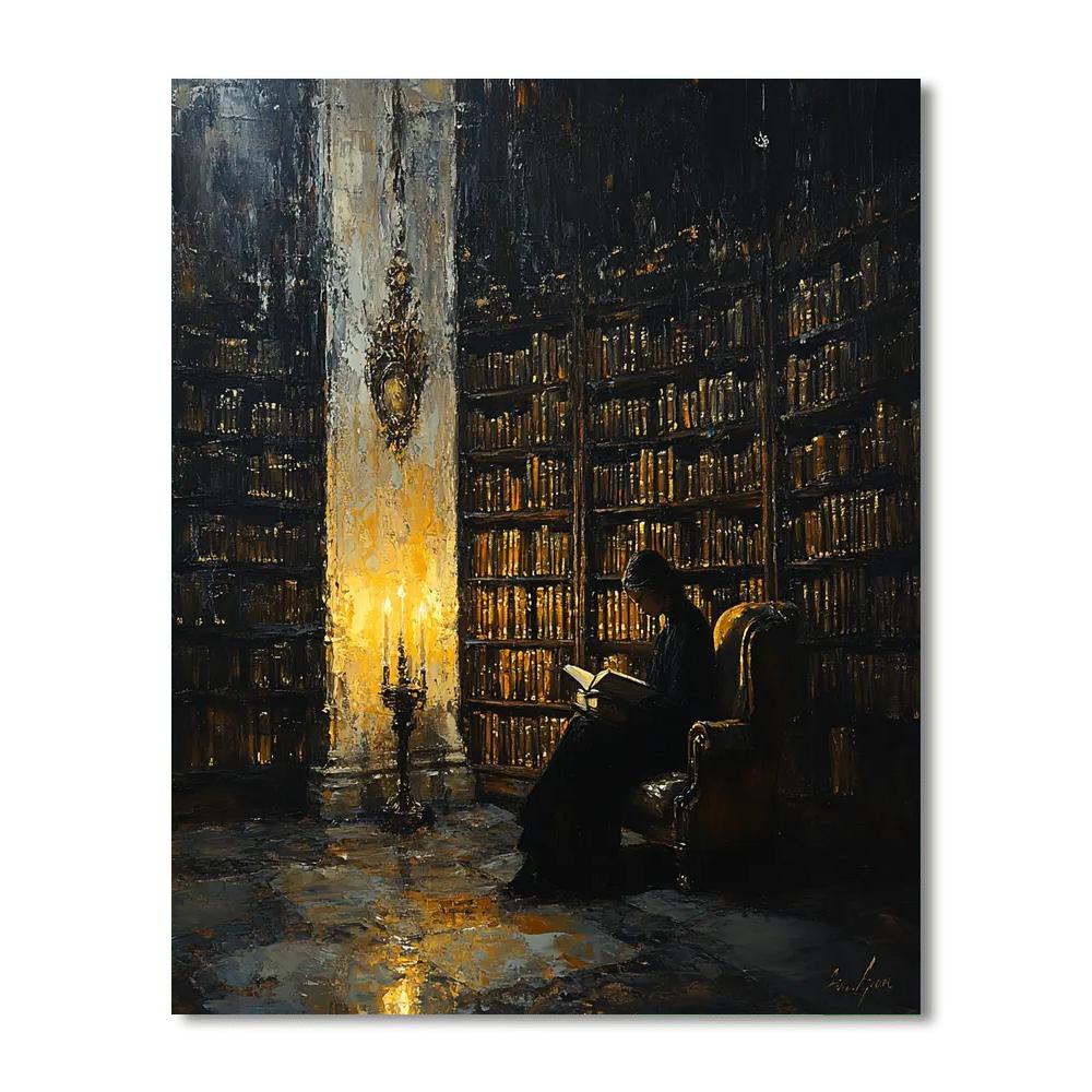 Rembrandt Inspired Candlelit Library Paint by numbers art