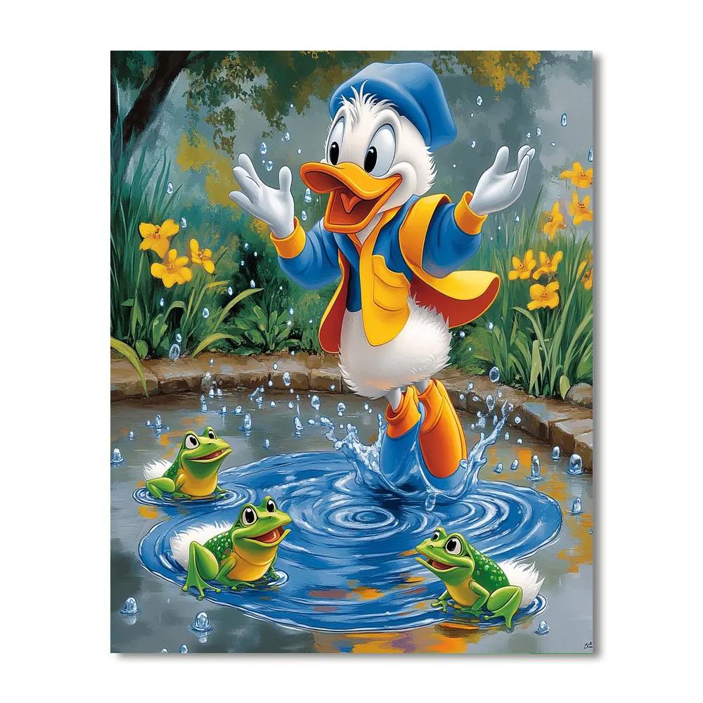 Donald Duck Rainy Day Splash paint by numbers