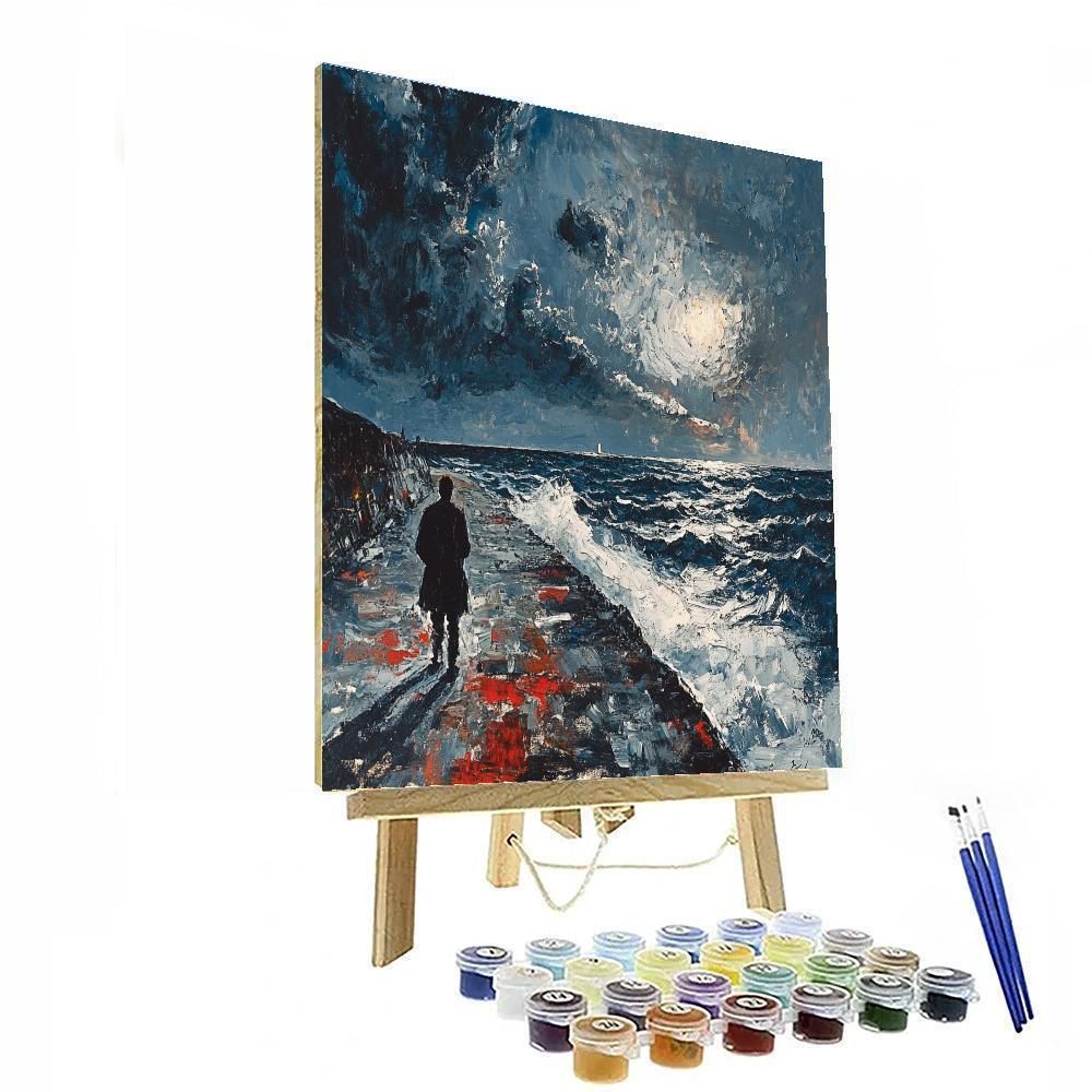 Edvard Munch Inspired Stormy Beach paint by numbers