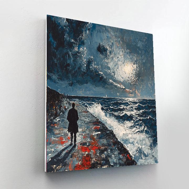 Edvard Munch Inspired Stormy Beach paint by numbers