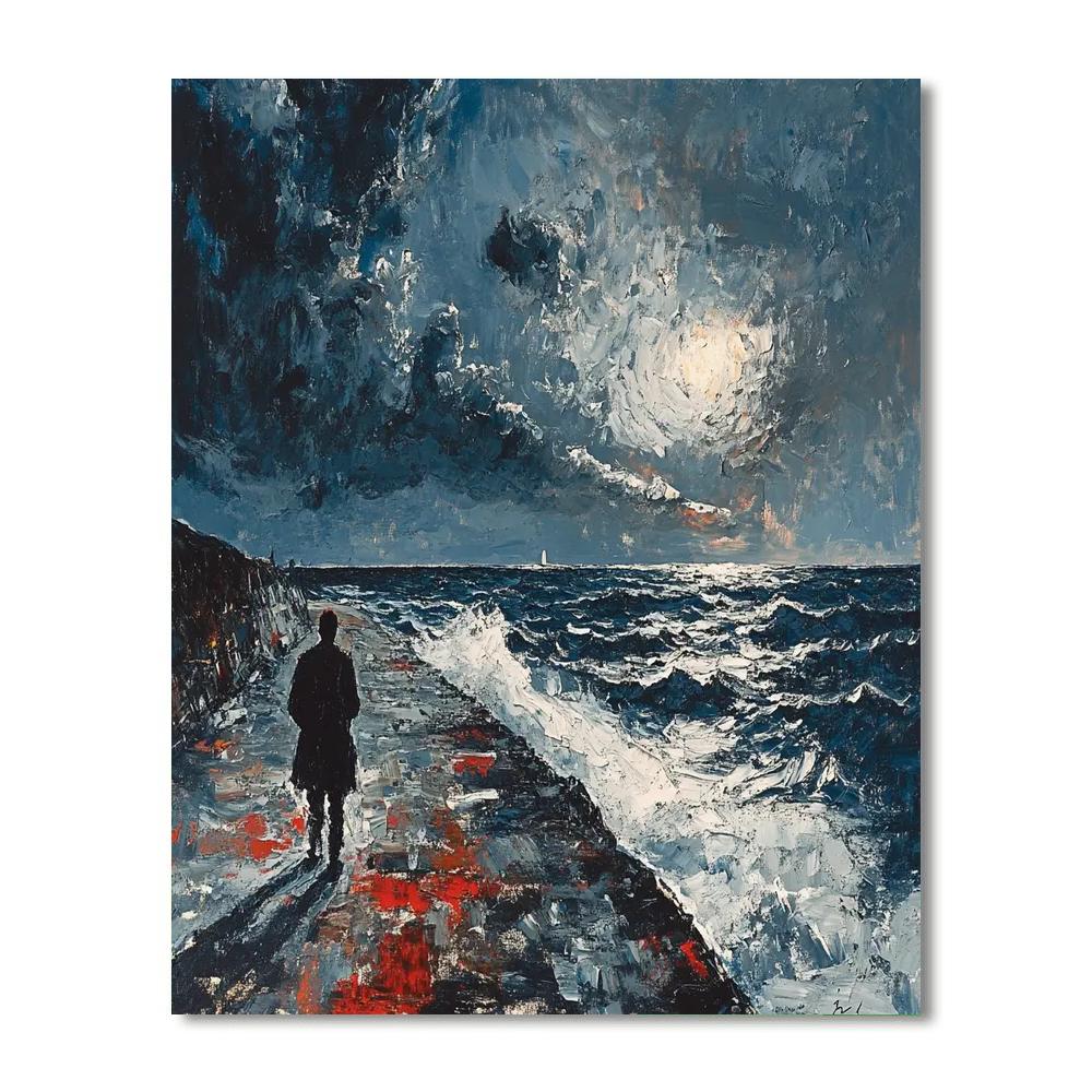 Edvard Munch Inspired Stormy Beach paint by numbers