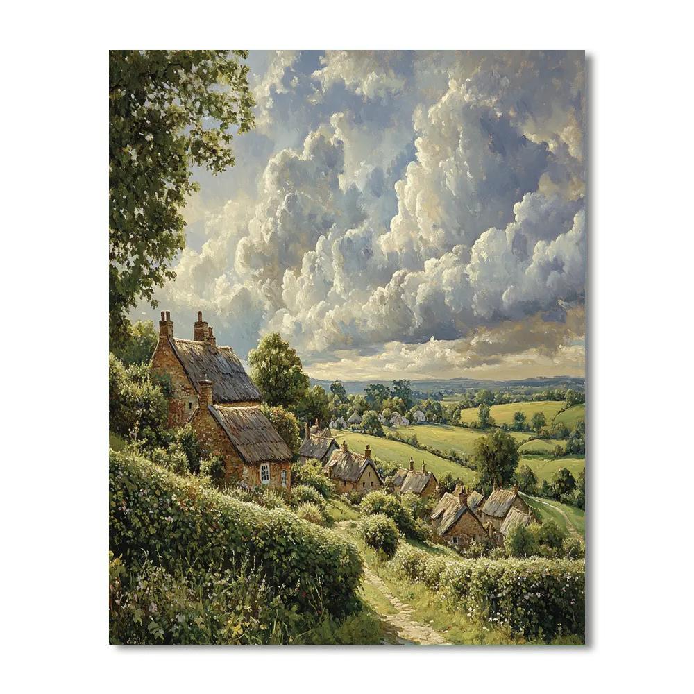 John Constable Inspired Countryside Village Number painting