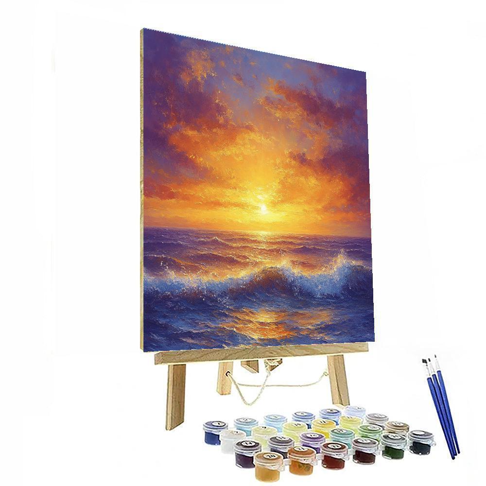 JMW Turner Inspired Golden Sunset Over Ocean Numbered painting kits