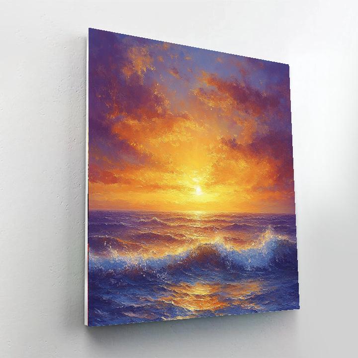 JMW Turner Inspired Golden Sunset Over Ocean Numbered painting kits
