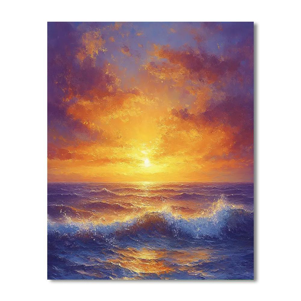 JMW Turner Inspired Golden Sunset Over Ocean Numbered painting kits