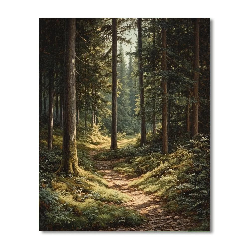 Gustave Courbet Inspired Forest Realism paint by color