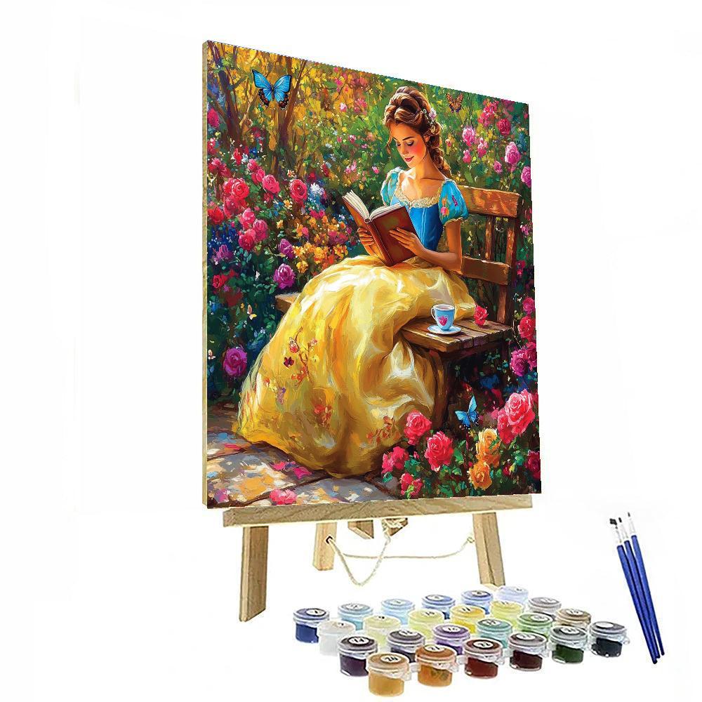 Belle Reading In Flower Garden Paint by numbers art