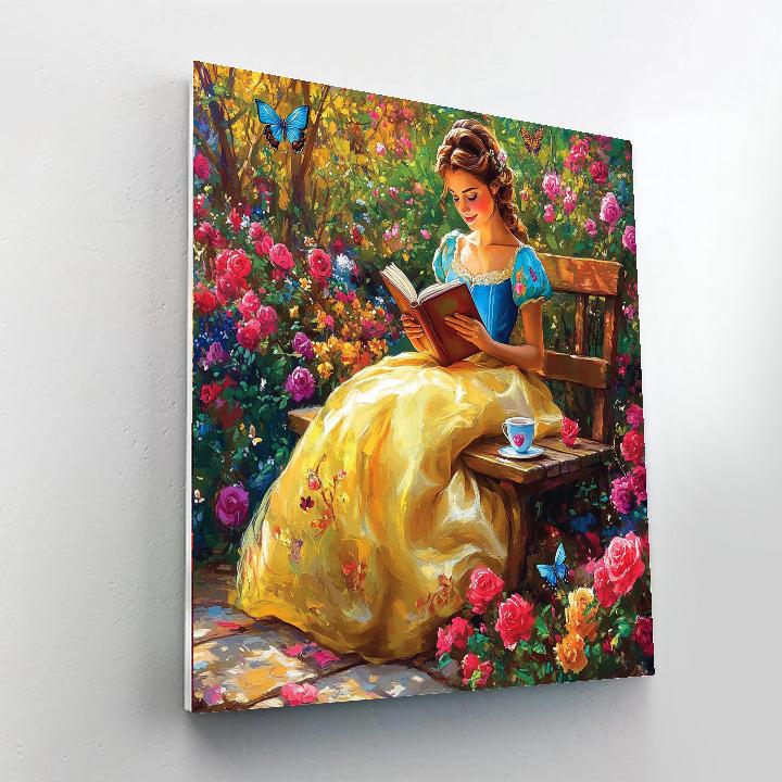 Belle Reading In Flower Garden Paint by numbers art