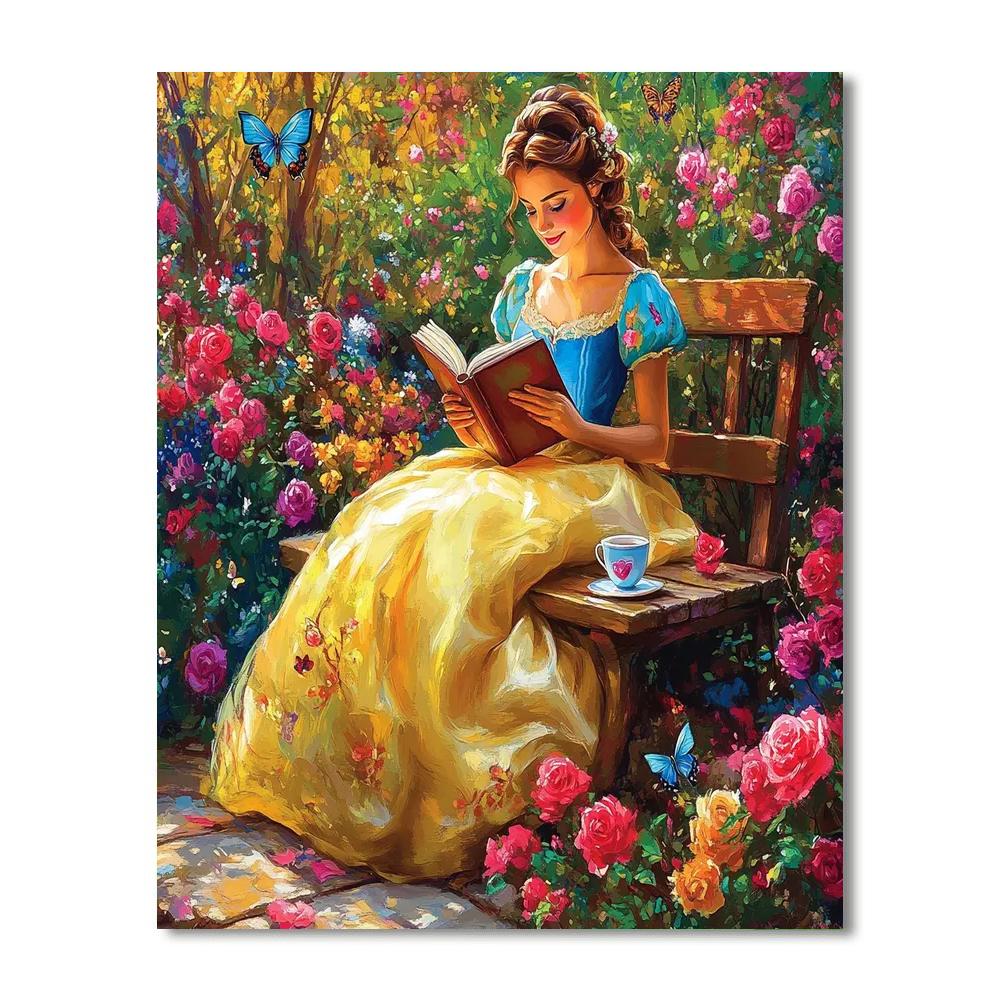 Belle Reading In Flower Garden Paint by numbers art