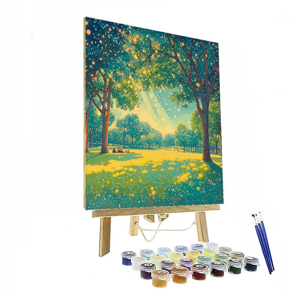 Georges Seurat Inspired Pointillist Park At Noon paint by numbers