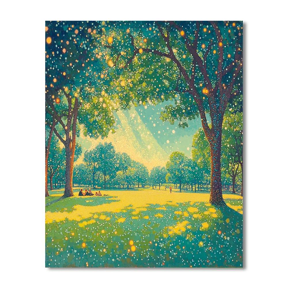 Georges Seurat Inspired Pointillist Park At Noon paint by numbers