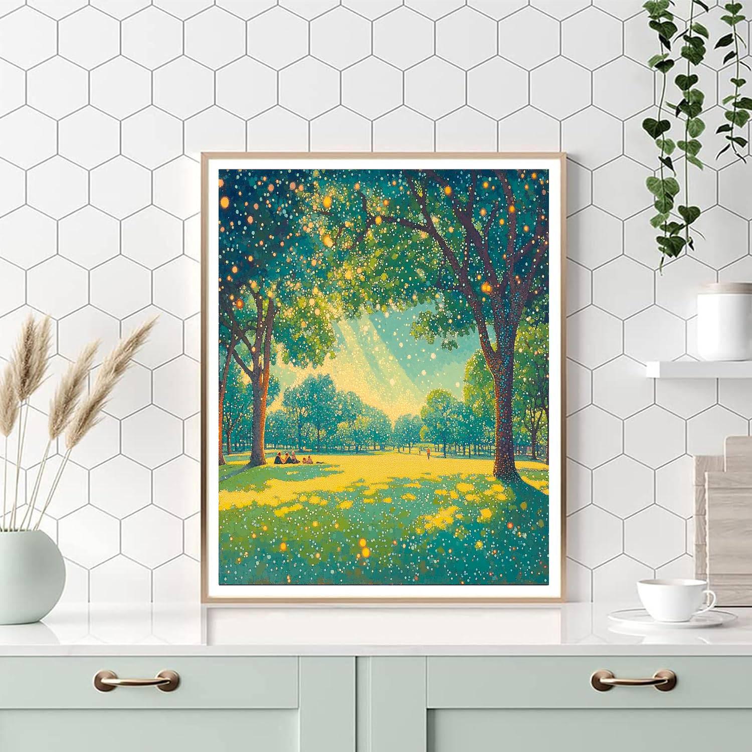 Georges Seurat Inspired Pointillist Park At Noon paint by numbers