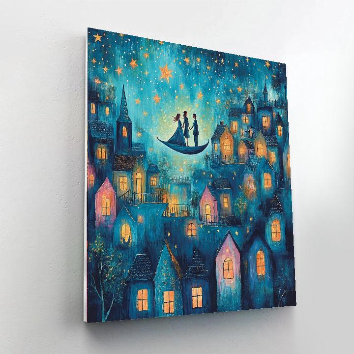Marc Chagall Inspired Lovers In A Floating Village paint by numbers