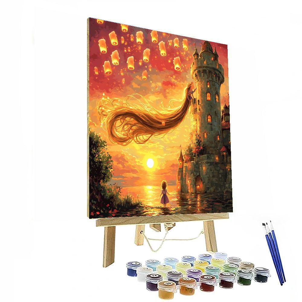 Rapunzel Tower Sunset painting number kit