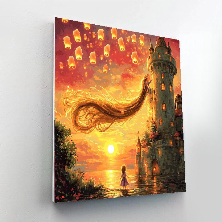 Rapunzel Tower Sunset painting number kit
