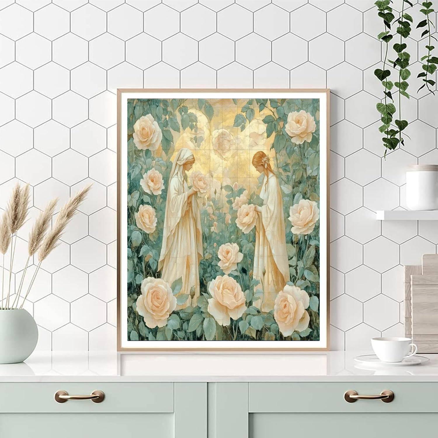 Botticelli Inspired Garden Of Roses DIY paint by numbers