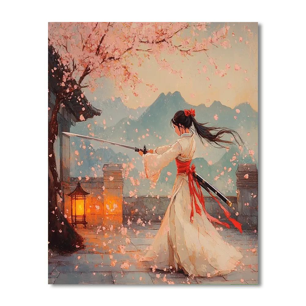 Mulan Cherry Blossom Walk painting number kit