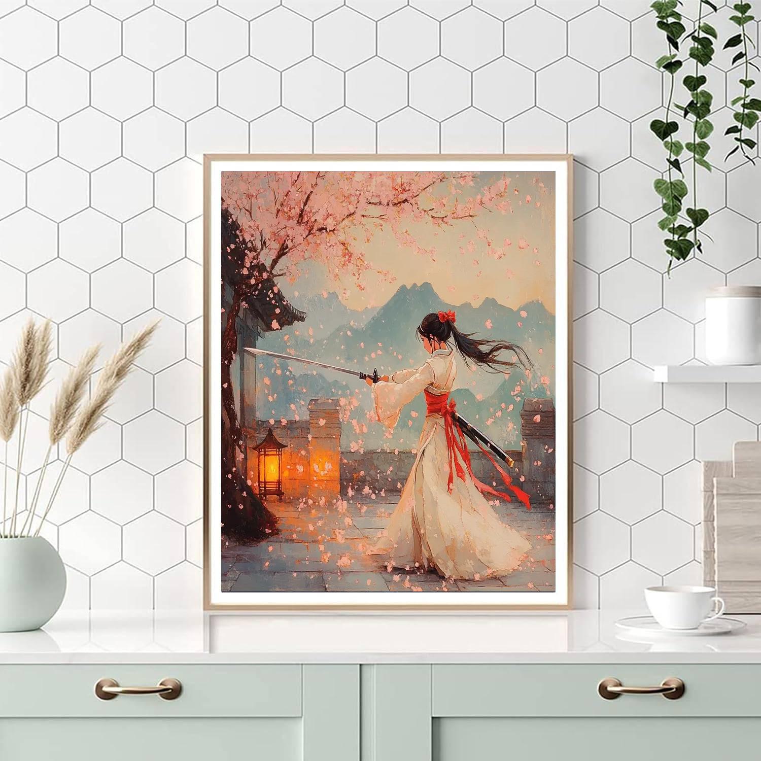 Mulan Cherry Blossom Walk painting number kit