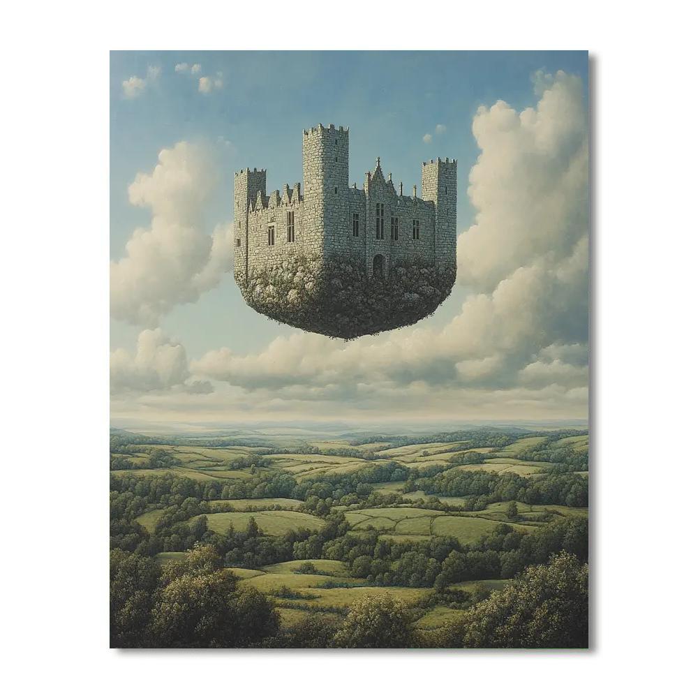 Rene Magritte Inspired Floating Castle Paint by numbers art