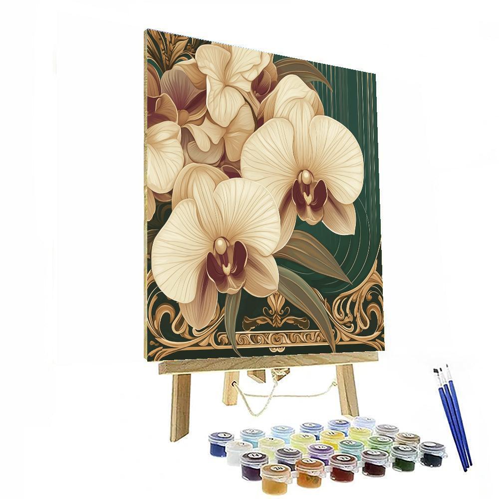 Alphonse Mucha Inspired Poster Of Orchids painting number kit