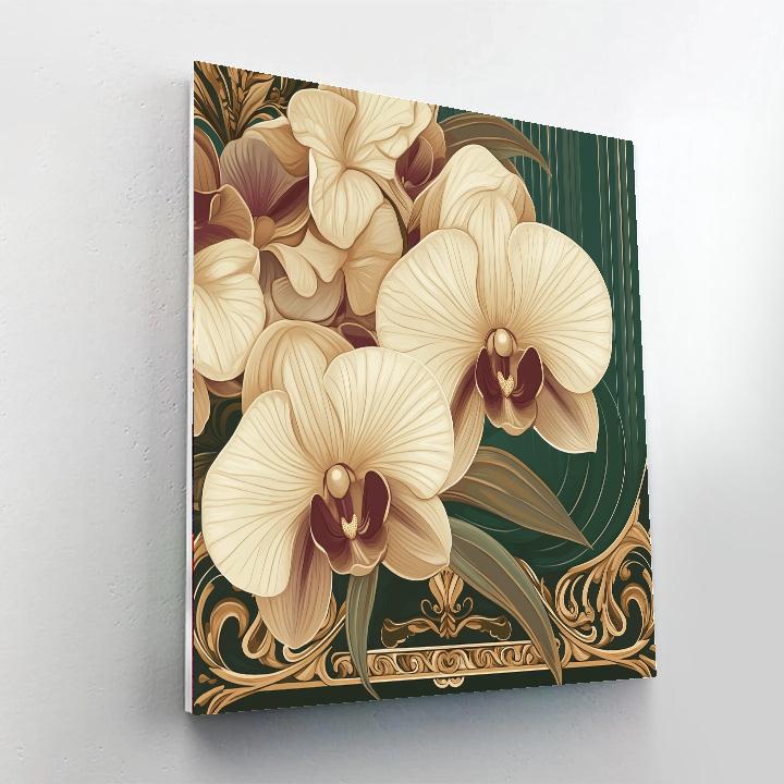 Alphonse Mucha Inspired Poster Of Orchids painting number kit