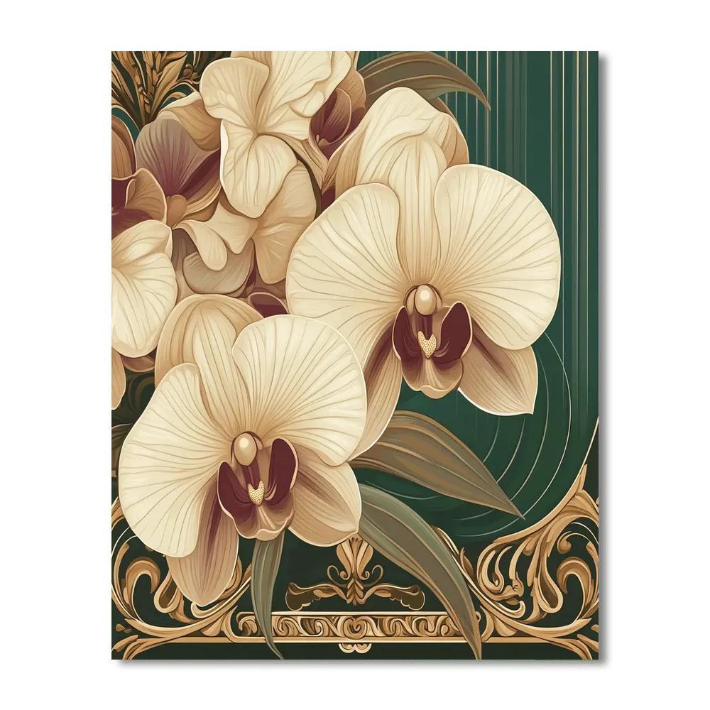 Alphonse Mucha Inspired Poster Of Orchids painting number kit