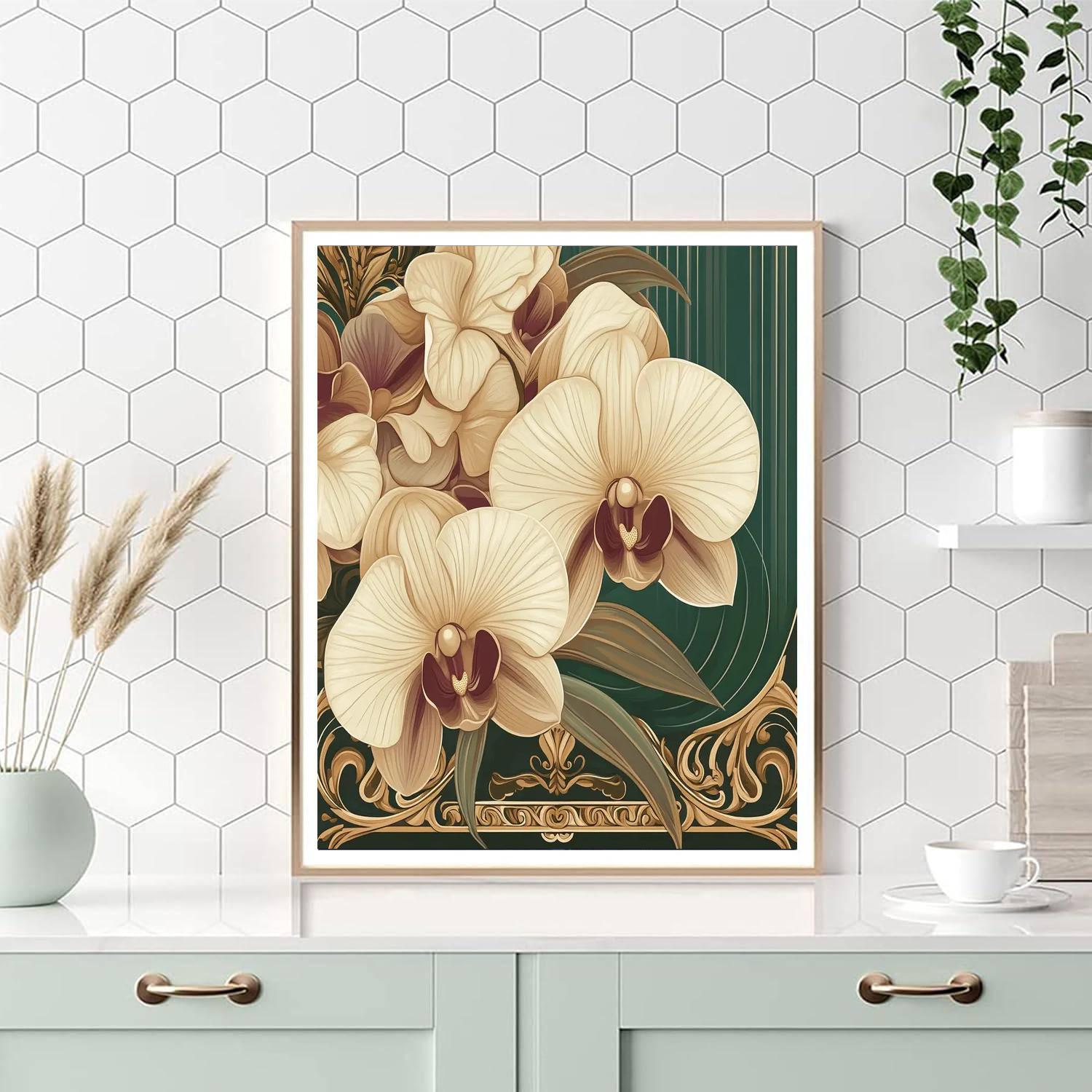 Alphonse Mucha Inspired Poster Of Orchids painting number kit