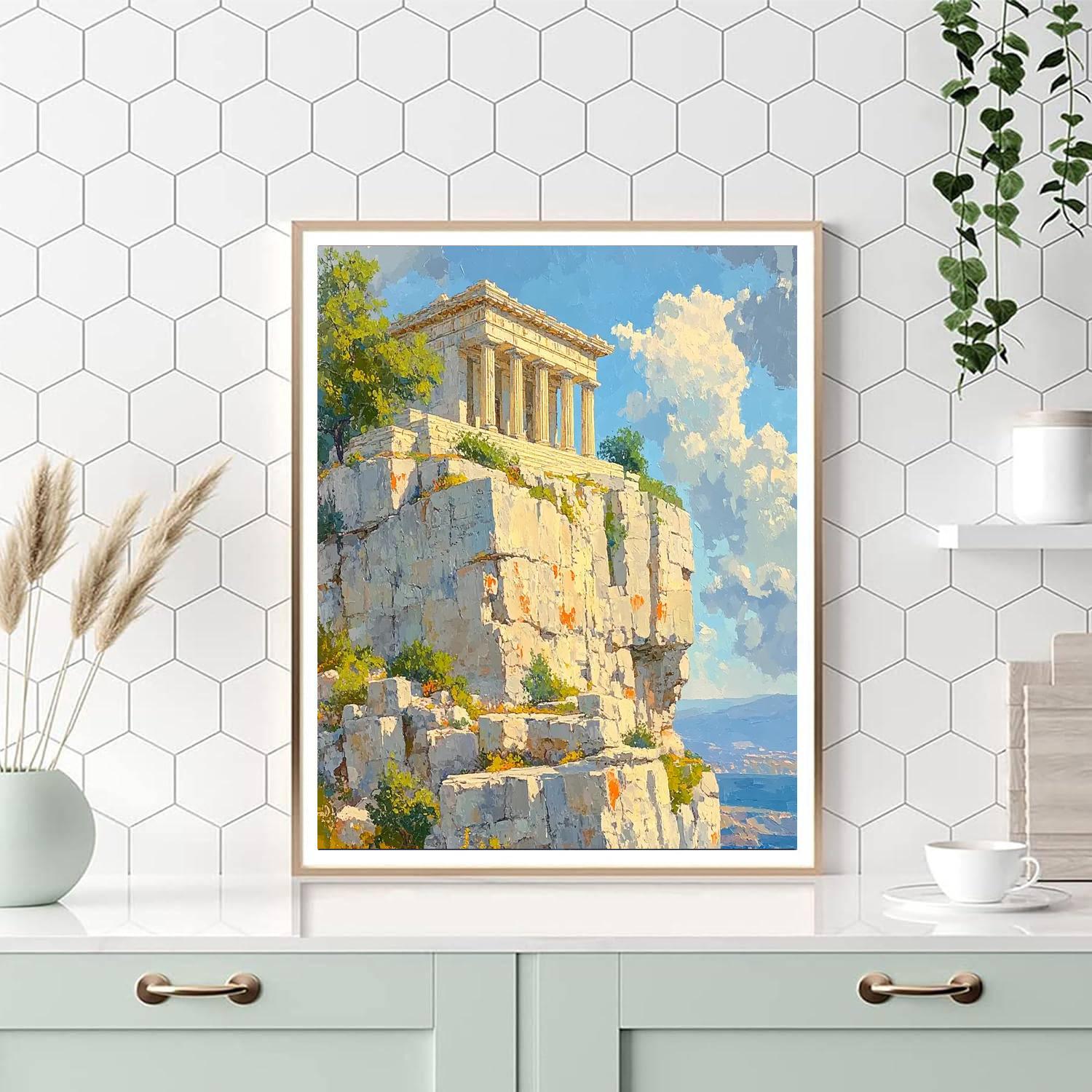 Renaissance Inspired Temple On A Cliff Paint by numbers art