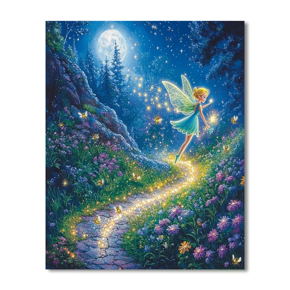 Tinker Bell Garden Glow paint by numbers