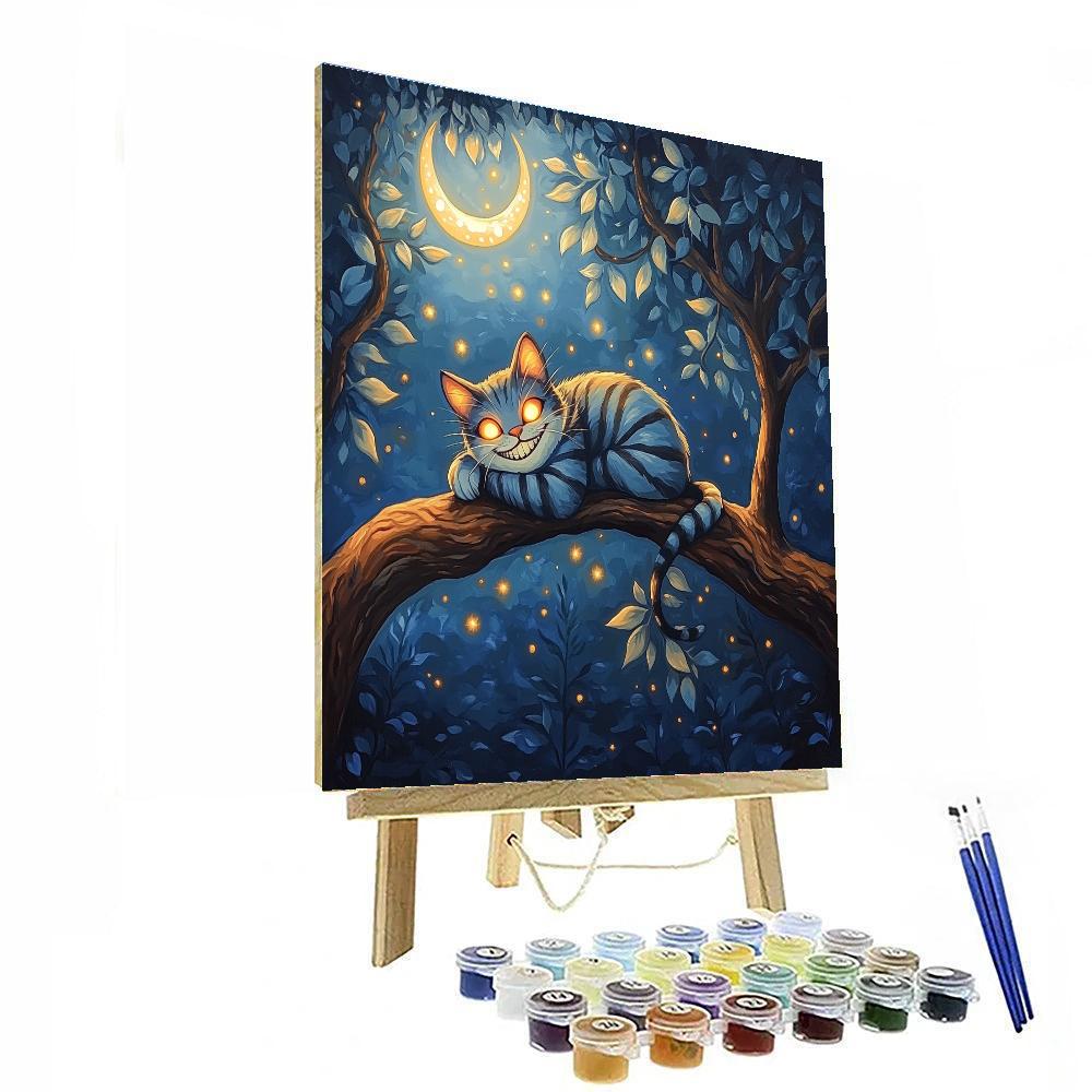 Cheshire Cat Moon Grin DIY paint by numbers
