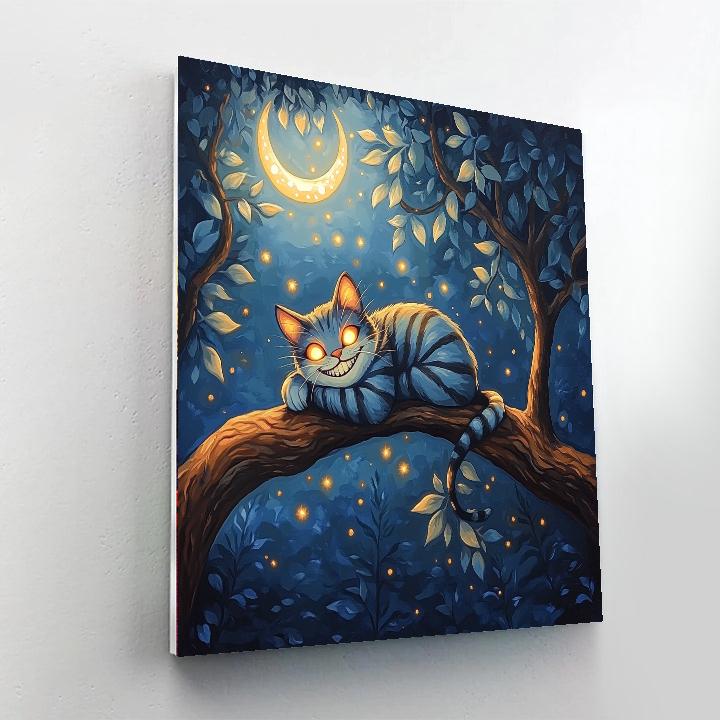 Cheshire Cat Moon Grin DIY paint by numbers