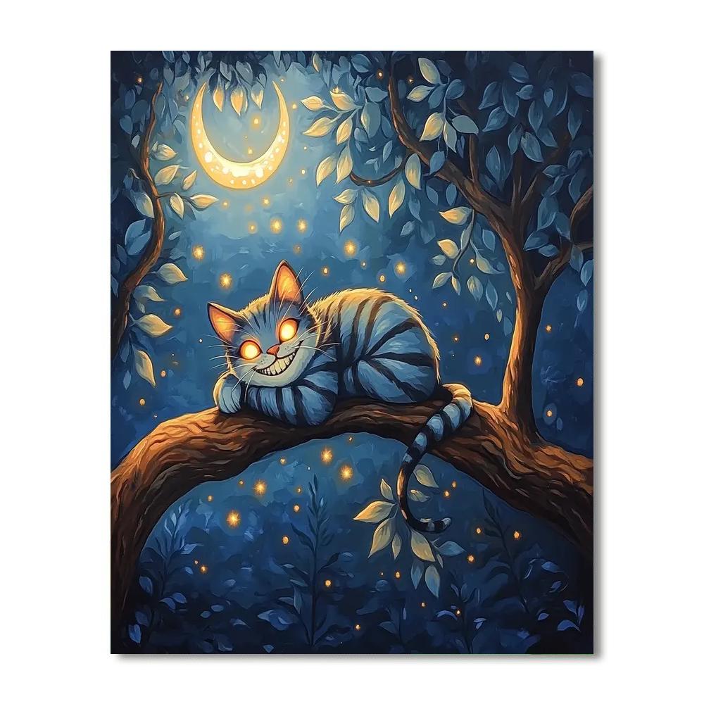 Cheshire Cat Moon Grin DIY paint by numbers